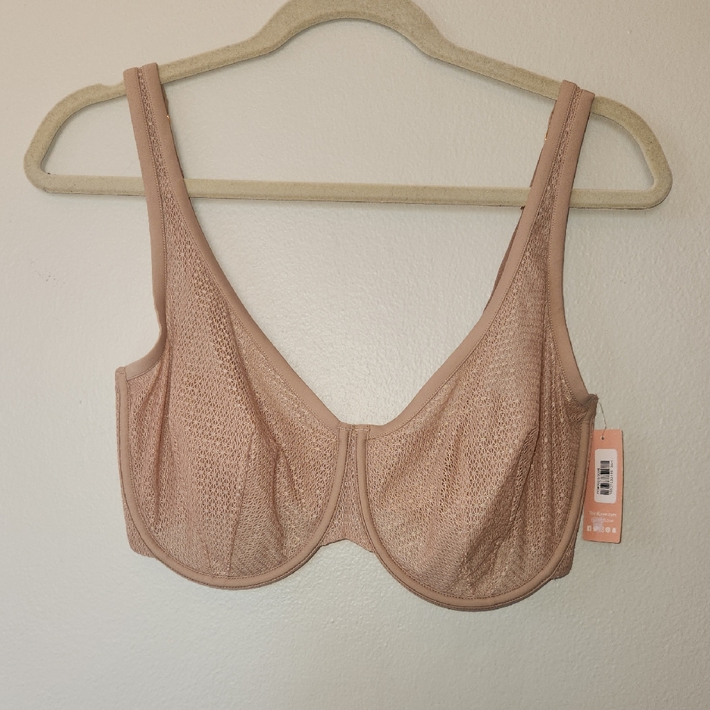ThirdLove Nude Unlined Mesh Scoop Underwire Bra 34H